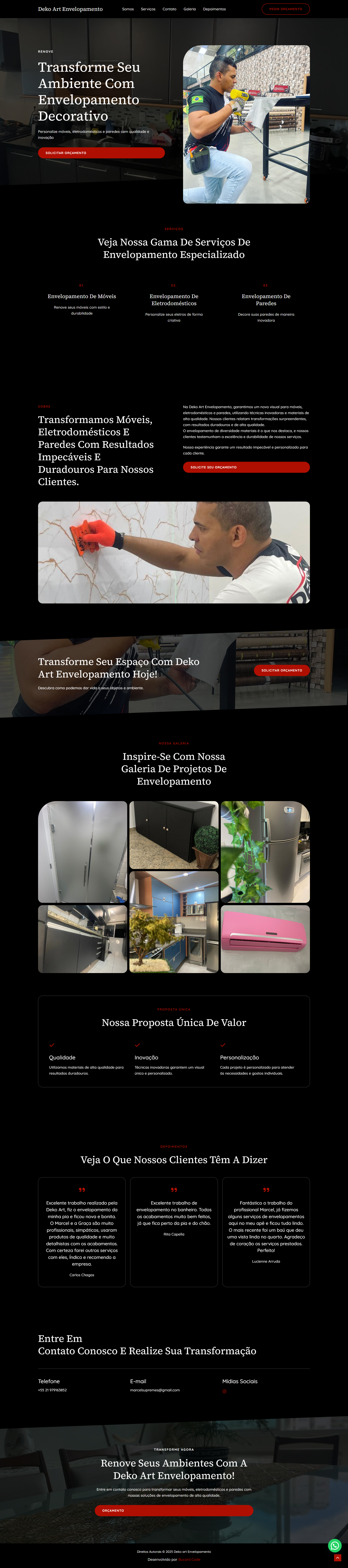 Landing page Deko Art - tela inicial